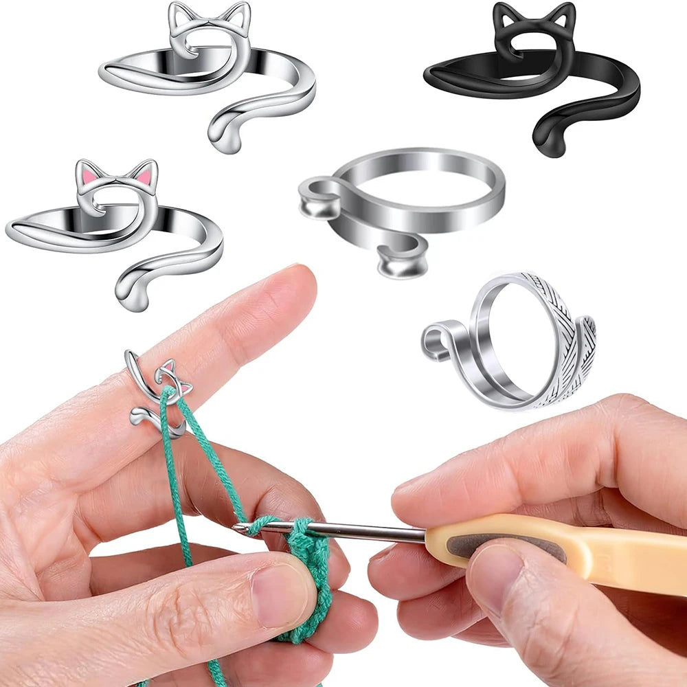 StitchEase 2 Piece Silver Double Band (One Loop) Ring Set by threadsoflilea
