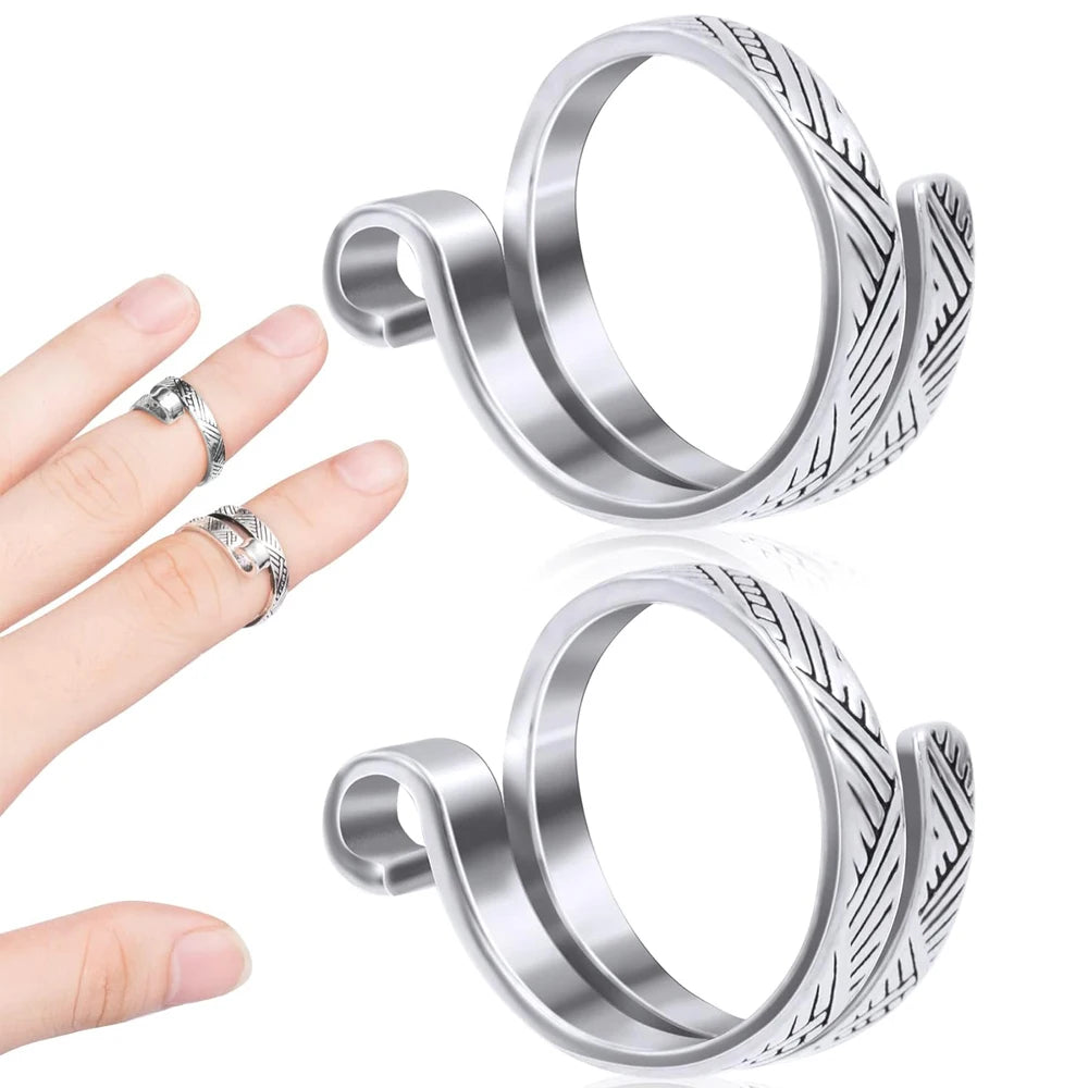 StitchEase 2 Piece Silver Double Band (One Loop) Ring Set by threadsoflilea