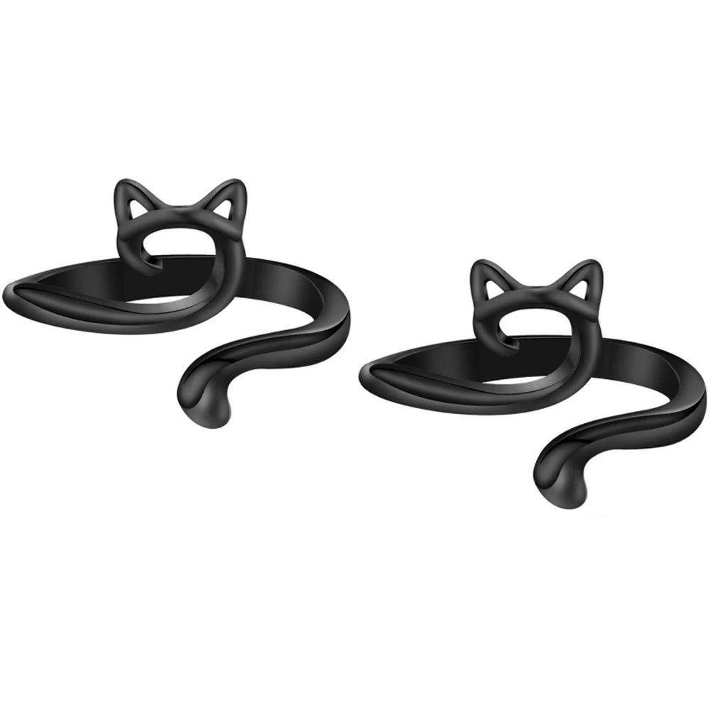 StitchEase 2 Piece Black Cat Ring Set by threadsoflilea