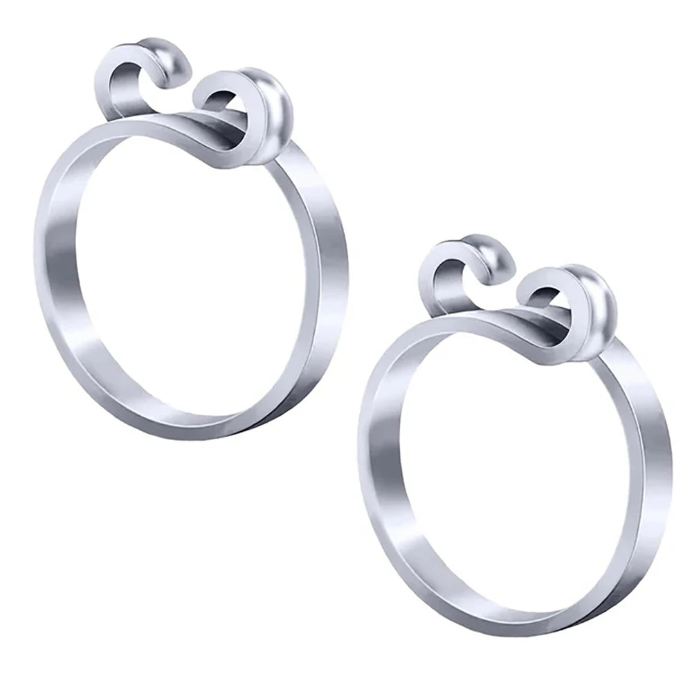 StitchEase 2 Piece Silver Double Band (One Loop) Ring Set by threadsoflilea